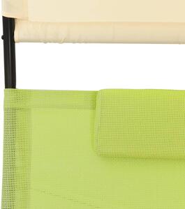 Dvostruka ležaljka za sunčanje s krovom tekstilen zelena-krem