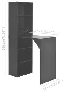 Barski stol s ormarićem crni 115 x 59 x 200 cm