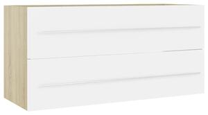VidaXL Ormarić za umivaonik bijeli i boja hrasta 100x38,5x48cm iverica