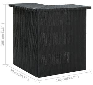 Kutni barski stol crni 100 x 50 x 105 cm od poliratana