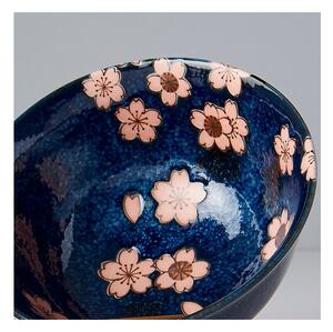 Set od 2 plave keramičke posude i štapića za jelo MIJ Pink Sakura