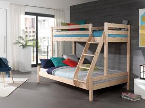 Dječji krevet na kat od borovine 140x200/90x200 cm u prirodnoj boji Pino - Vipack