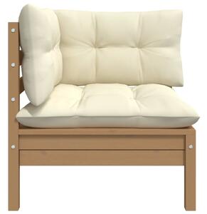 VidaXL Vrtna kutna sofa s jastucima smeđa boja meda masivna borovina