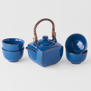 5-dijelni plavi set za čaj izrađen od keramike MIJ