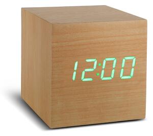Bež budilica sa zelenim LED zaslonom Gingko Cube Click Clock