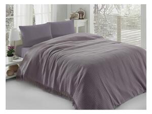 Ljubičasti pamučni prekrivač za krevet Pique, 220 x 240 cm