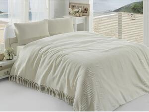 Bež lagani pamučni prekrivač za krevet Pique, 220 x 240 cm