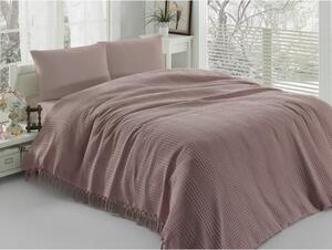 Smeđe-ružičasti lagani prekrivač Pique, 220 x 240 cm