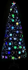 Božićno drvce s LED pahuljama crno 240 cm od optičkih vlakana