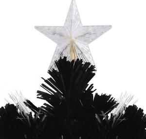 Božićno drvce s LED pahuljama crno 210 cm od optičkih vlakana