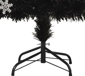 Božićno drvce s LED pahuljama crno 150 cm od optičkih vlakana