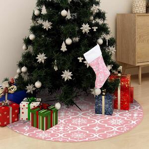 VidaXL Luksuzna podloga za božićno drvce s čarapom ružičasta 122 cm
