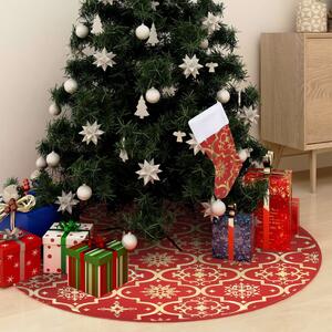 VidaXL Luksuzna podloga za božićno drvce s čarapom crvena 90cm tkanina