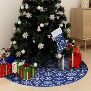 VidaXL Luksuzna podloga za božićno drvce s čarapom plava 90 cm tkanina