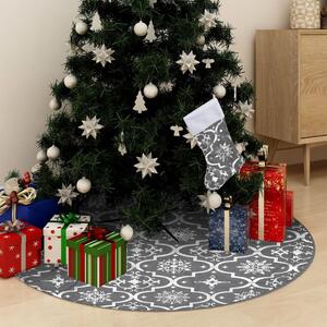 VidaXL Luksuzna podloga za božićno drvce s čarapom siva 90 cm tkanina