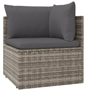 VidaXL kKutna vrtna sofa s jastukom siva 57 x 57 x 56 cm od poliratana