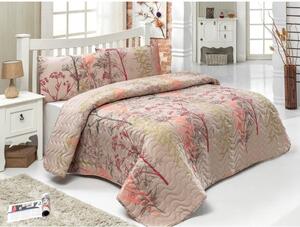 Lagani pokrivač za bračni krevet s jastučnicama Smeđiies, 200 x 220 cm