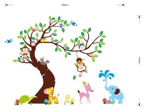 Set dječjih zidnih naljepnica Ambiance Tree, Monkeys and Elephant