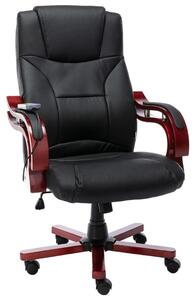 VidaXL Masažna uredska stolica od prave kože crna