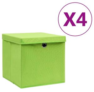 VidaXL Kutije za pohranu s poklopcima 4 kom 28 x 28 x 28 cm zelene