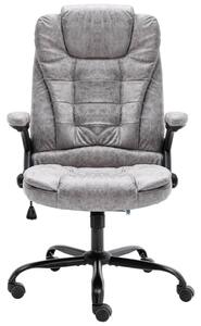 VidaXL Uredska stolica od prave kože svjetlosiva