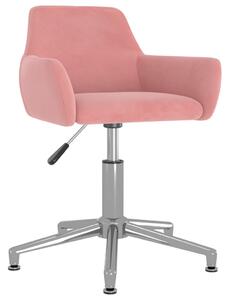 VidaXL Okretna blagovaonska stolica ružičasta baršunasta