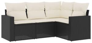 VidaXL 4-dijelni set vrtnih sofa od poliratana s jastucima crni