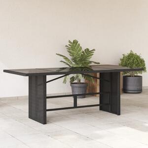 VidaXL Vrtni stol sa staklenom pločom crni 190x80x74 cm od poliratana
