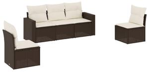 VidaXL 5-dijelni set vrtnih sofa s jastucima poliratan smeđi