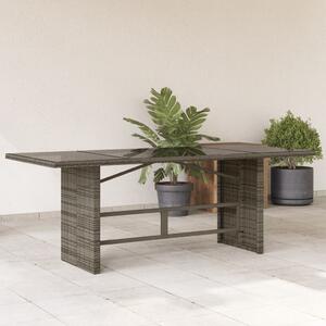VidaXL Vrtni stol sa staklenom pločom sivi 190x80x74 cm od poliratana