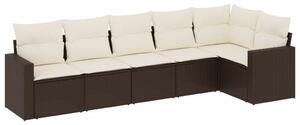 VidaXL 6-dijelni set vrtnih sofa od poliratana s jastucima smeđi