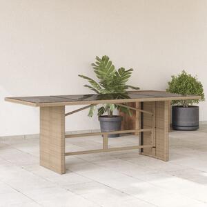 VidaXL Vrtni stol sa staklenom pločom bež 190x80x74 cm od poliratana