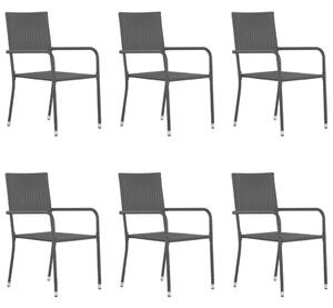Vrtne blagovaonske stolice od poliratana 6 kom crne