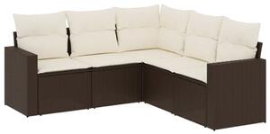 VidaXL 5-dijelni set vrtnih sofa s jastucima poliratan smeđi