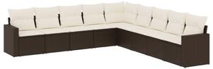 VidaXL 9-dijelni set vrtnih sofa s jastucima poliratan smeđi