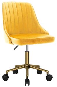 VidaXL Okretna blagovaonska stolica žuta baršunasta