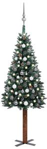 VidaXL Tanko osvijetljeno božićno drvce s kuglicama zeleno 150 cm