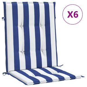 VidaXL Jastuci za nisku stolicu 6 kom plavo-bijeli prugasti od tkanine