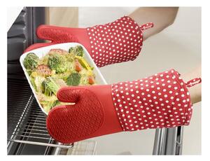 Set s 2 crvene silikonske kuhinjske rukavice Wenkoo Oven