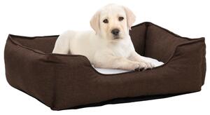 VidaXL Krevet za pse smeđe-bijeli 65x50x20 cm flis s izgledom platna
