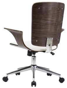 Okretna uredska stolica od umjetne kože i savijenog drva bijela