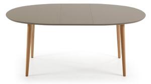 Sivi ovalni blagovaonski stol na razvlačenje Kave Home Oakland, 140 x 90 cm