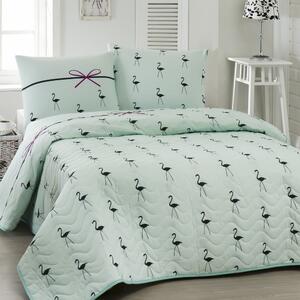 Prekrivač aa krevetu s jastučnicama Flamingo, 200 x 220 cm
