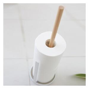Bijeli stalak za toaletni papir s detaljima od bukovine YAMAZAKI Tosca
