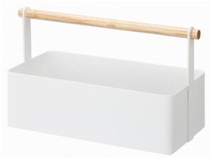 Bijela višenamjenska kutija s detaljima od bukovine YAMAZAKI Tosca Tool Box, dužina 29 cm