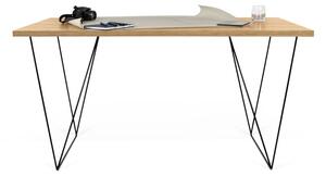 Radni stol u hrastovom dekoru s crnim nogama TemaHome Flow, 140 x 75 cm