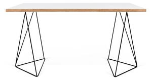 Bijeli radni stol s crnim nogama TemaHome Flow, 140 x 75 cm