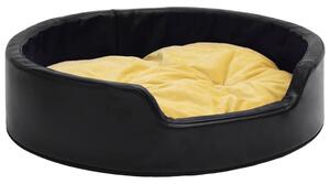 VidaXL Krevet za pse crno-žuti 69 x 59 x 19 cm od pliša i umjetne kože