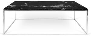 Crni mramorni stolić za kavu s kromiranim nogama TemaHome Gleam, 75 x 120 cm