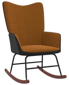 VidaXL Stolica za ljuljanje smeđa od baršuna i PVC-a